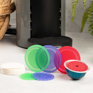 My-Cap's Silicone Caps, Lids, and Filters for Nespresso VertuoLine Brewers (3-Pack)