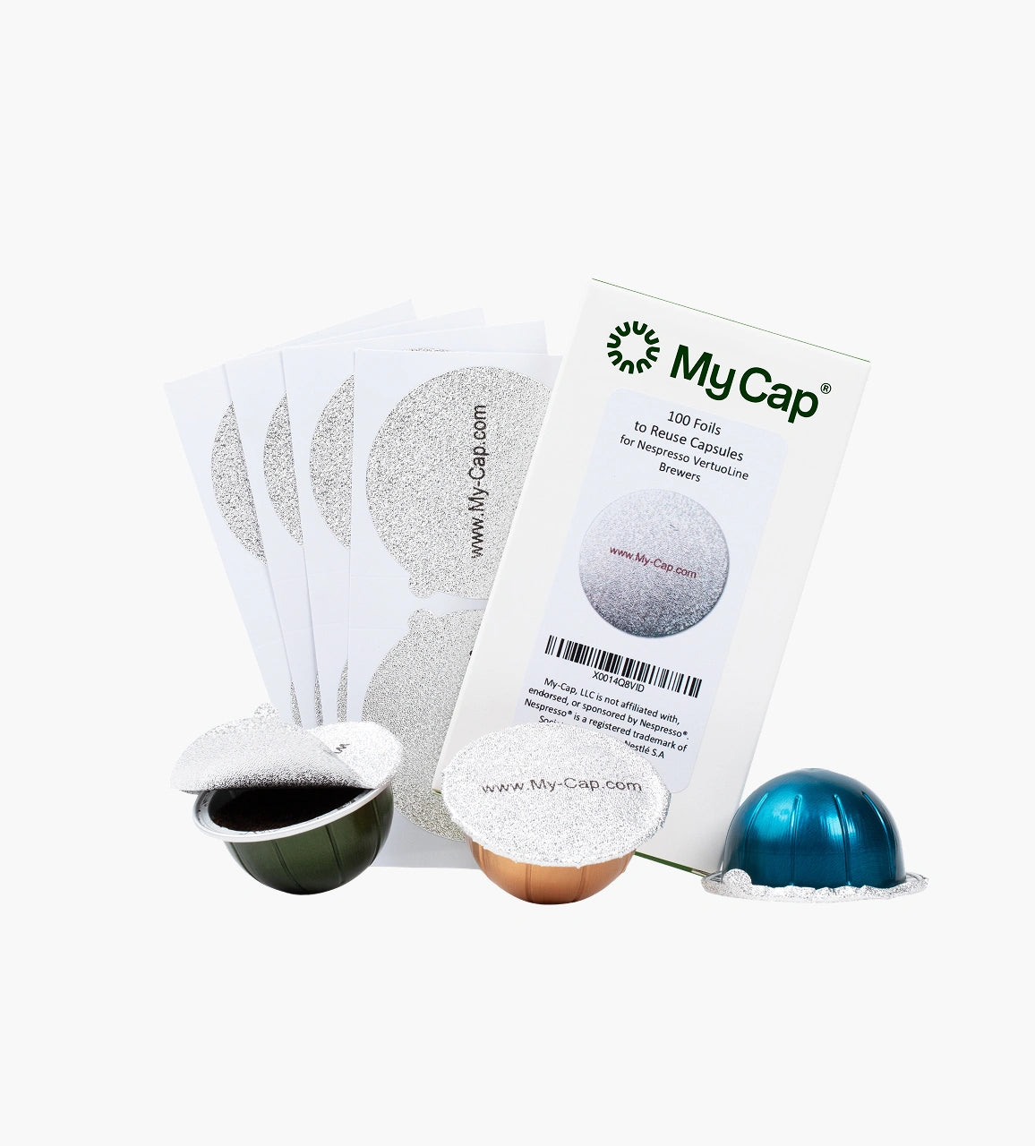 My-Cap's 100 Foils to Reuse Capsules for Nespresso Vertuoline Brewers