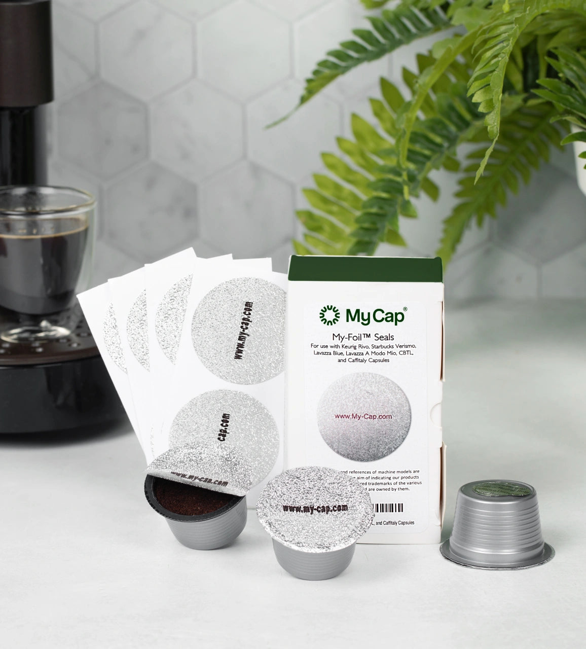 My-Cap My-Foils To Reuse Your Keurig Rivo, Starbucks Verismo, Lavazza Blue, Lavazza A Modo Mio, CBTL, And Caffitaly Capsules