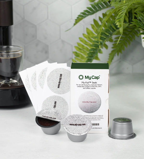 My-Cap My-Foils To Reuse Your Keurig Rivo, Starbucks Verismo, Lavazza Blue, Lavazza A Modo Mio, CBTL, And Caffitaly Capsules